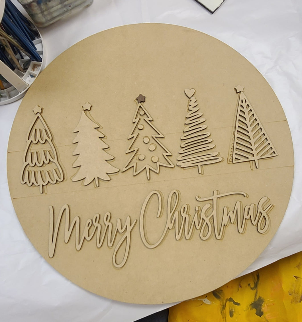 Merry Christmas Tree Round