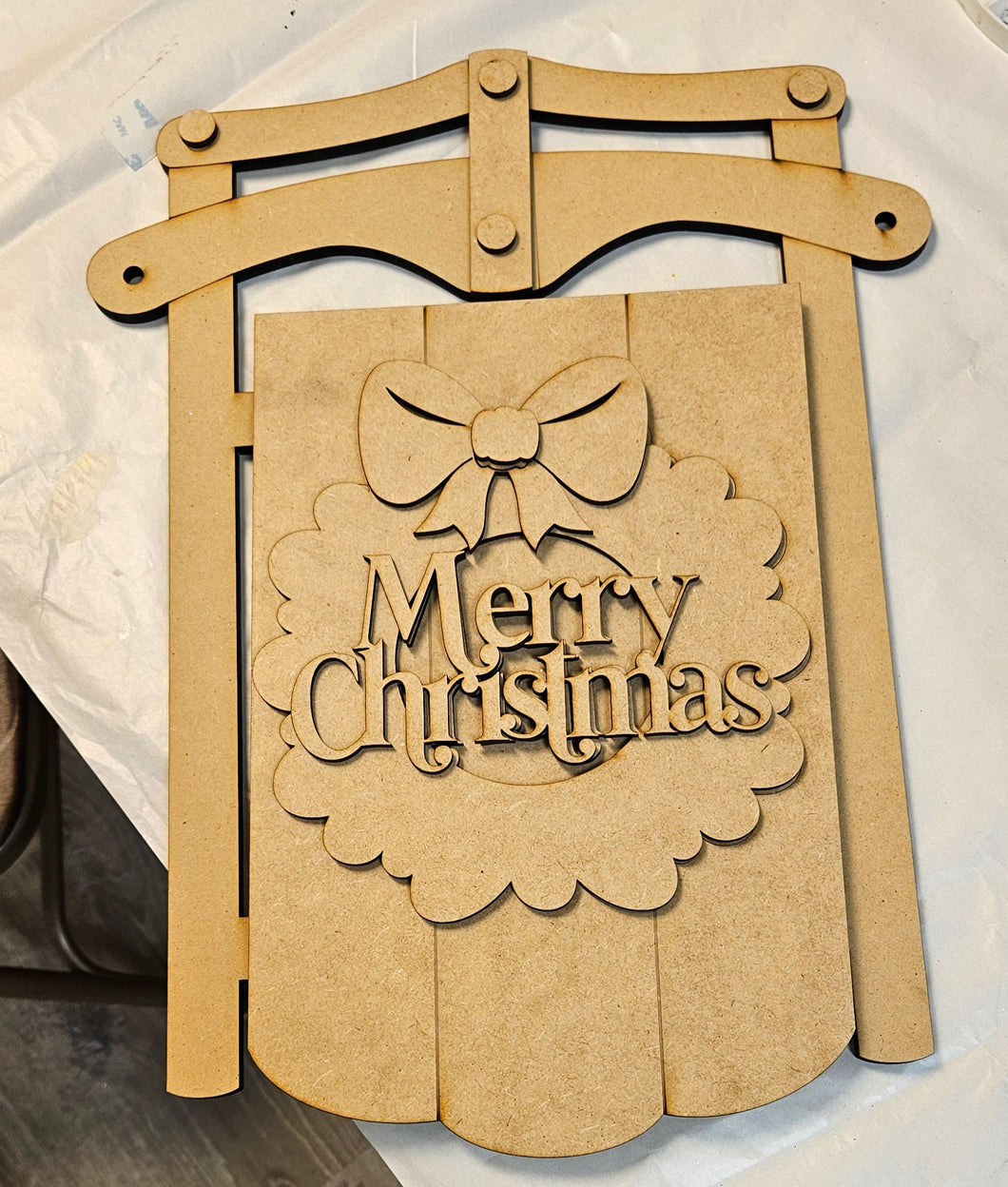 Merry Christmas Sled Door Hanger
