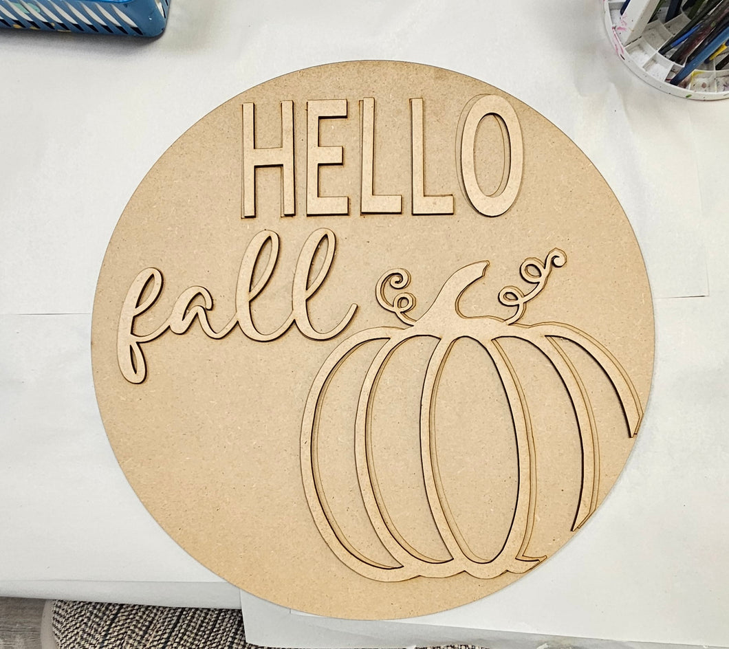 Hello Fall With Pumpkin Outline