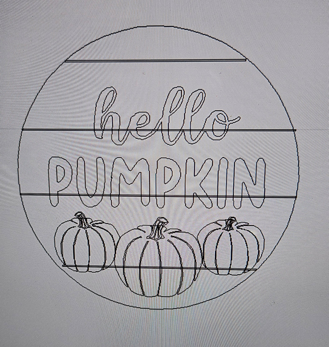 Hello Sitting Pumpkins Round Door Hanger