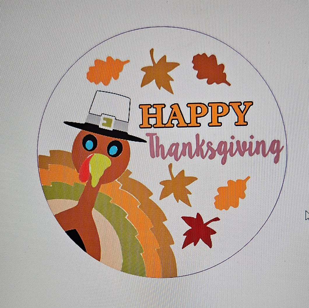 Happy Thanksgiving Peeking Turkey Door Hanger