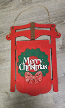 Load image into Gallery viewer, MERRY CHRISTMAS SLED DOOR HANGER
