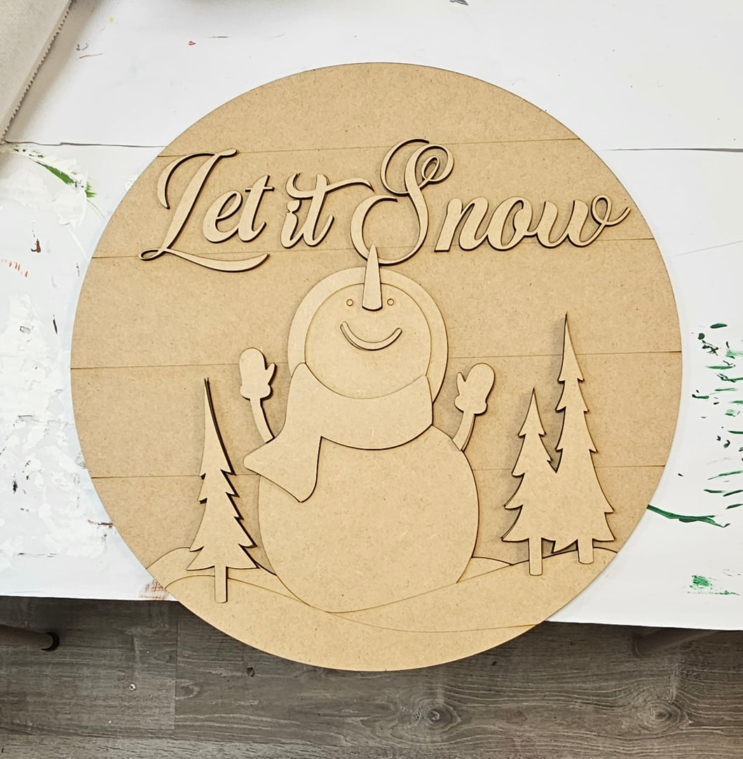 Let It Snow Snowman With Trees