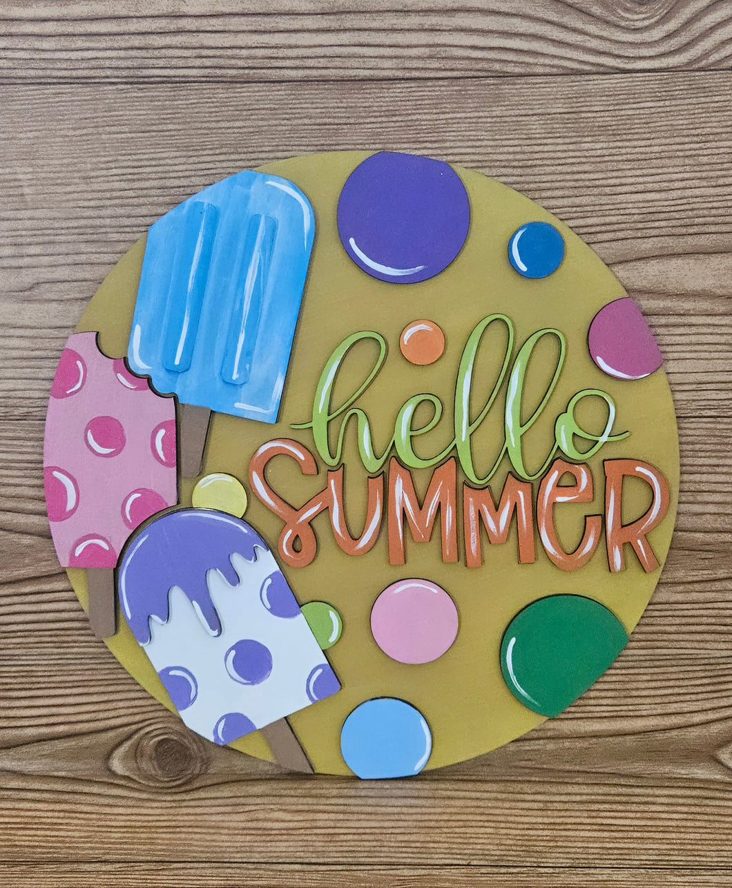 Hello Summer Large Popsicles Round