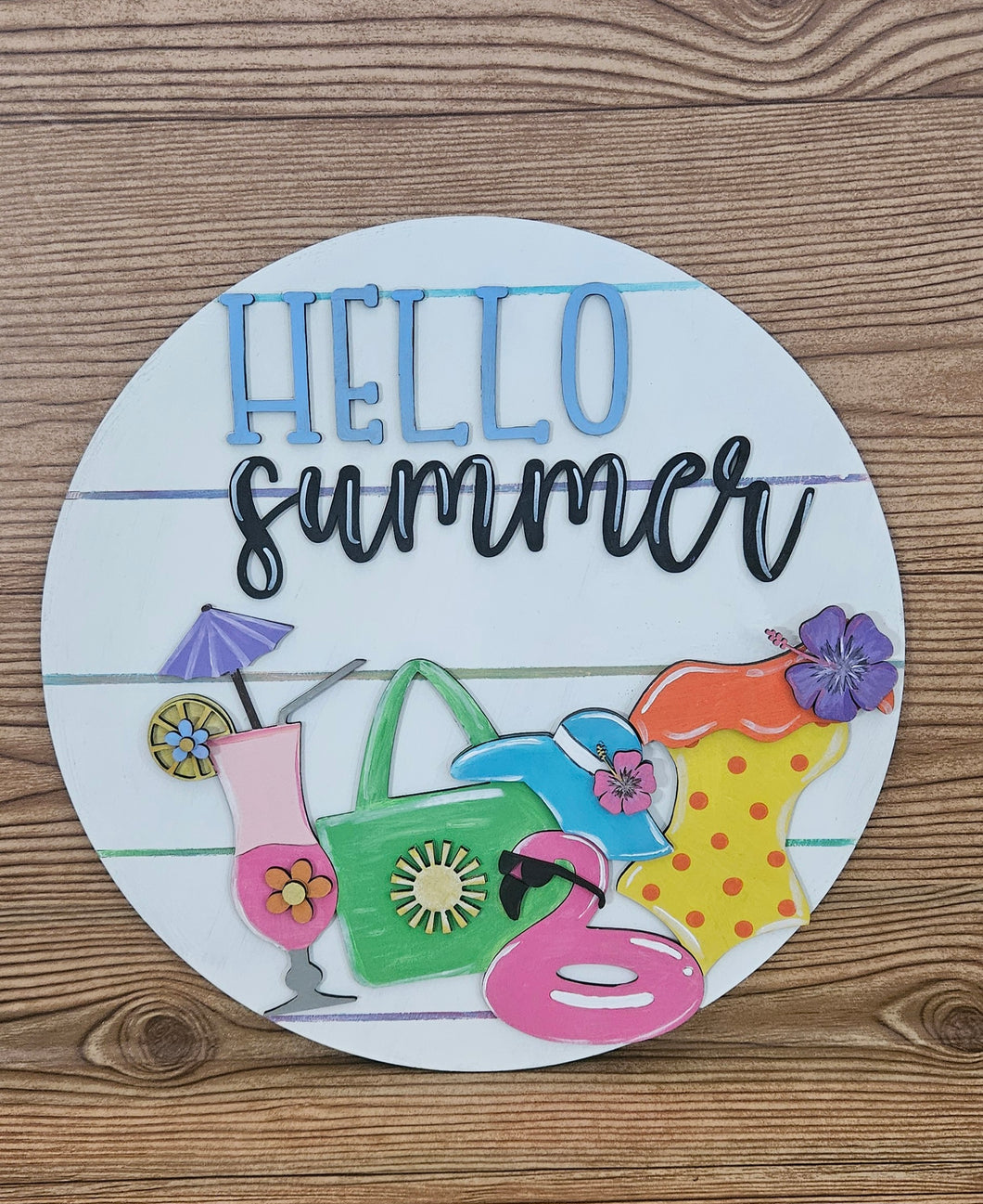 Hello Summer Beach Items Round