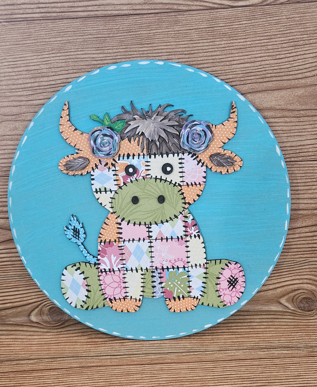 Quilted Highland Cow Door Hanger