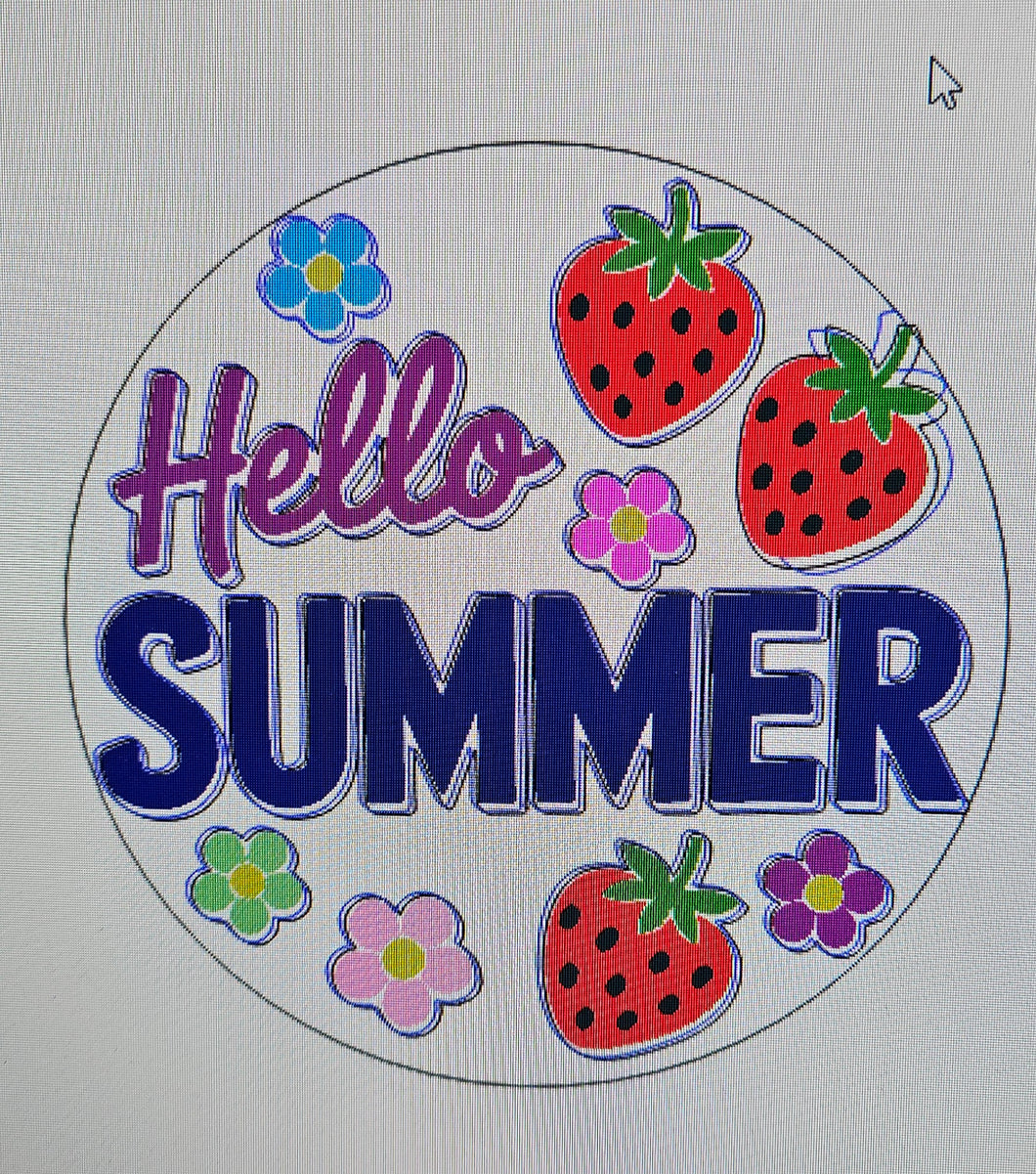 Hello summer strawberry round