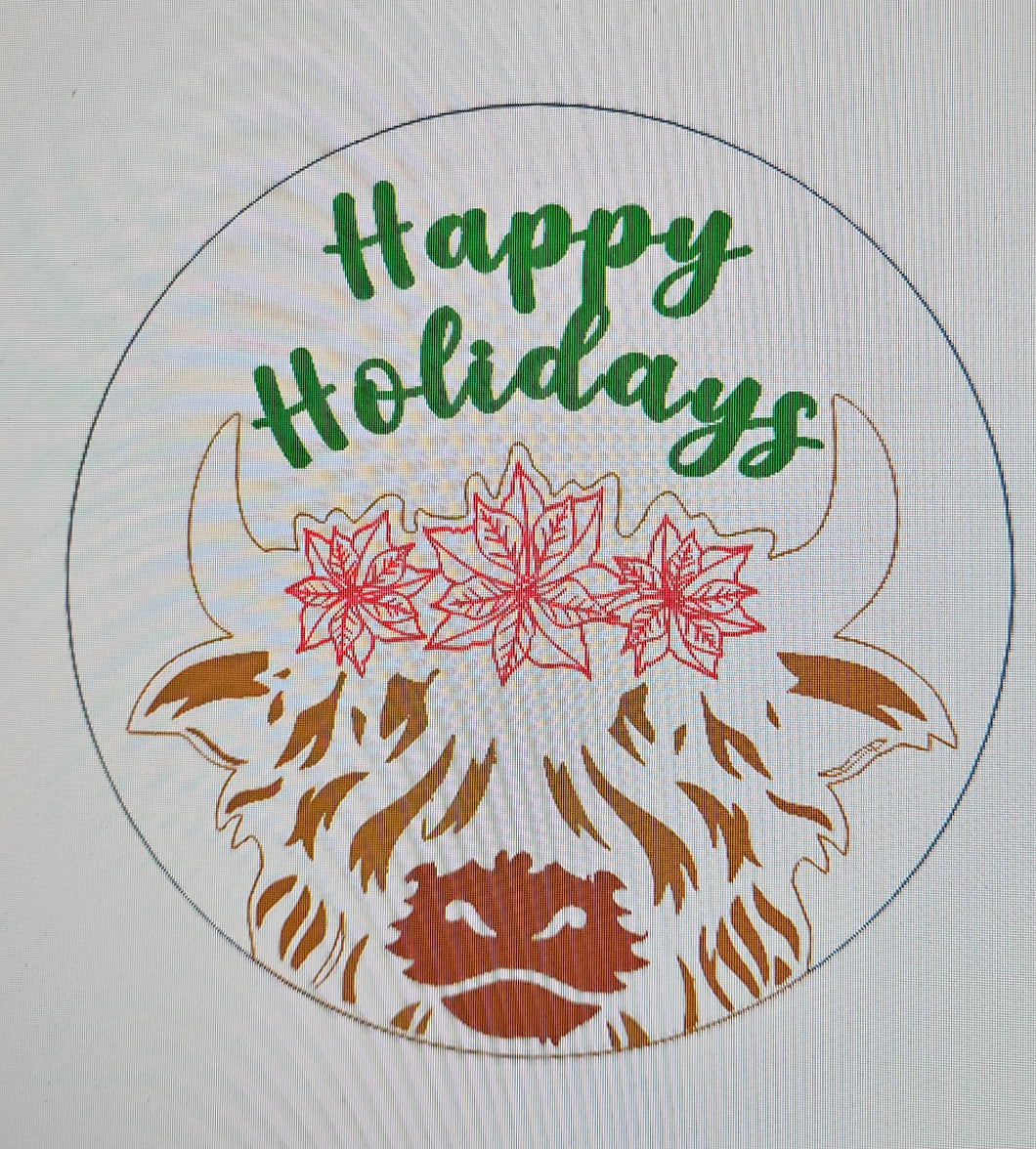Happy Holidays Highland Cow