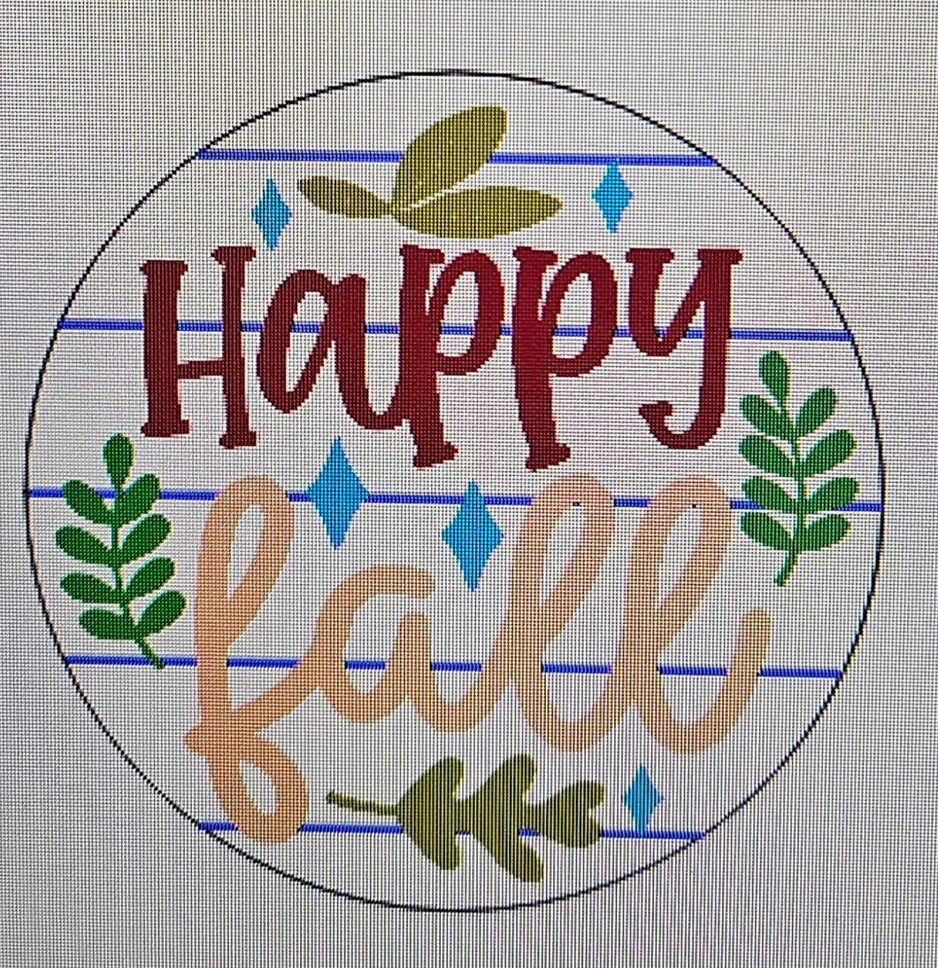 HAPPY FALL WITH LEAVES ROUND