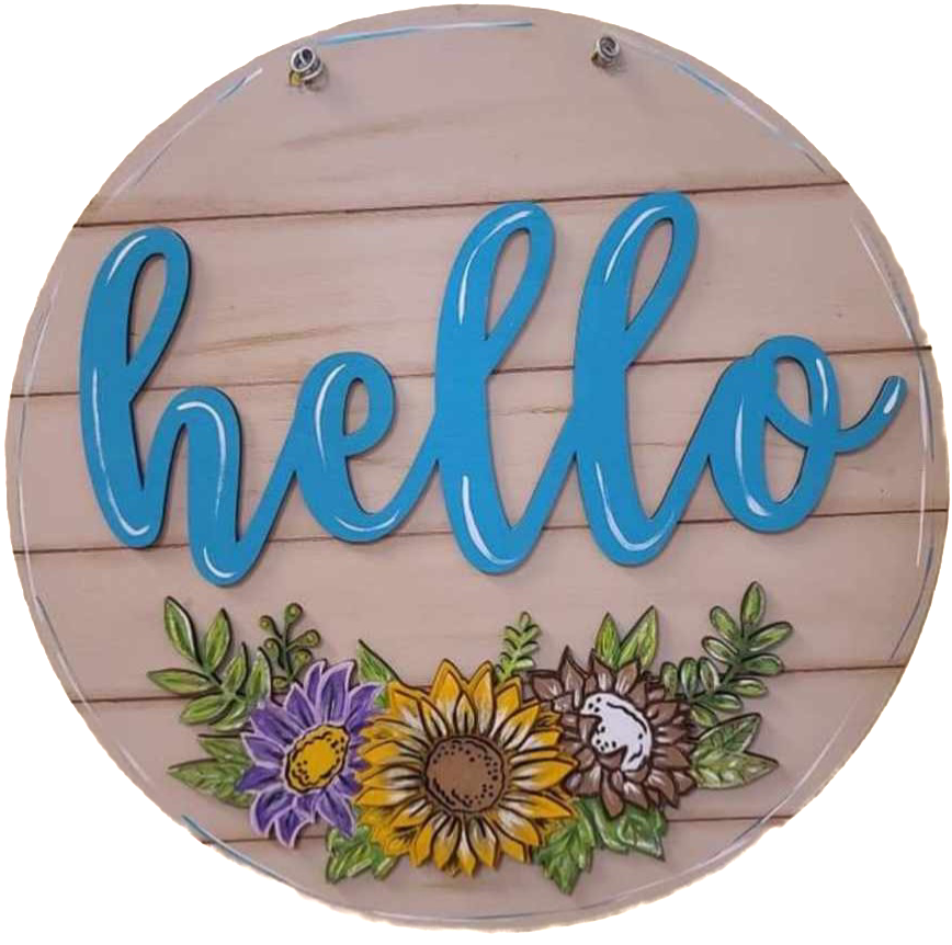 Hello Sunflower Round Door Hanger