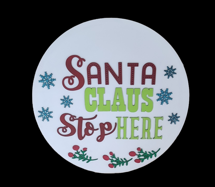 SANTA CLAUS STOP HERE DOOR HANGER