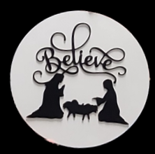 BELIEVE NATIVITY ROUND DOOR HANGER