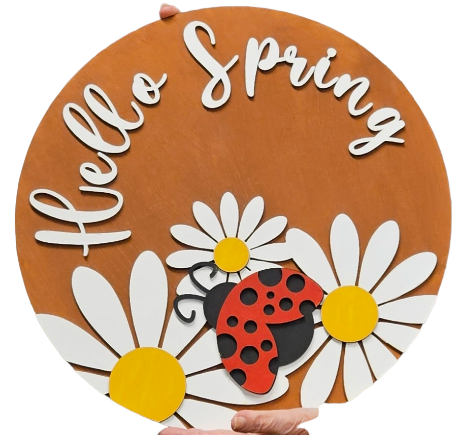 Hello Spring Ladybug Round