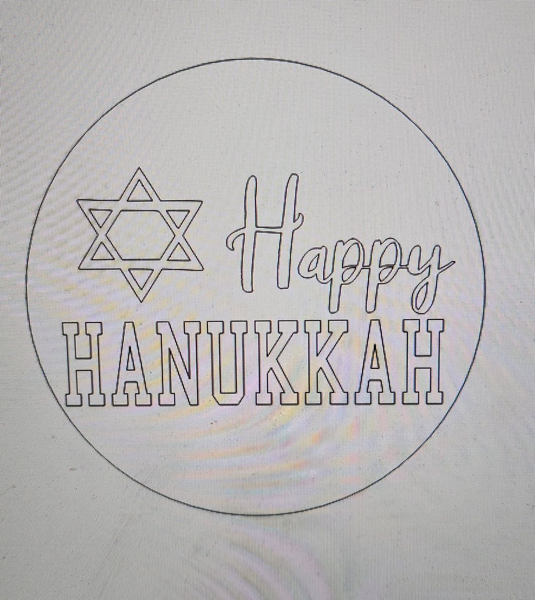 Star of David Happy Hanukkah Round