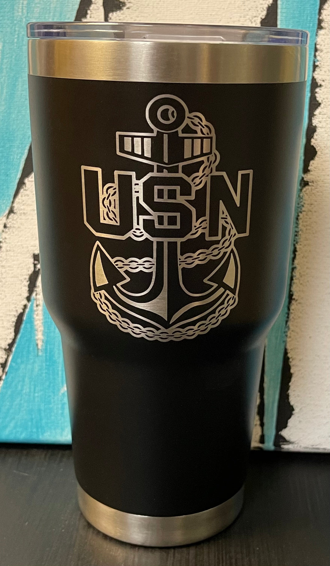 30oz USN Tumbler Design with 1 Name